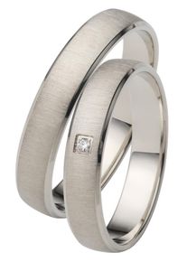 Firetti Trauring "Schmuck Geschenk Gold 750 Hochzeit Ehering "LIEBE"", 68, 0,01 ct SI = kleine Einschlüsse mit Brillant, Weißgold 375, 4mm, weiß,