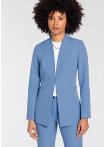 Tamaris Damen Longblazer, blau, feminin, Gr. 34, Web, Obermaterial: 93% Polyester, 7% Elasthan. Futter: 100% Polyester, Blazer, mit Häckenverschluss
