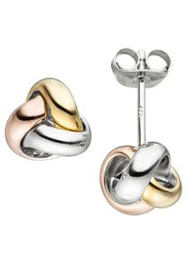 Jobo Damen Paar Ohrstecker, Silber 925 (Sterlingsilber), silber, Silber 925 (Sterlingsilber), Ohrringe, Knoten 925 Silber tricolor