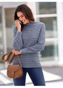 Inspirationen Damen Strickpullover "Pullover", blau, Gr. 36, unifarben, 100% Baumwolle, Pullover