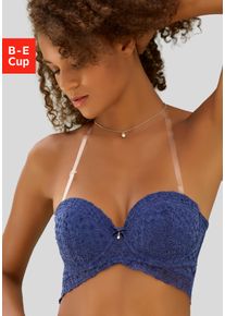 Lascana Damen Push-up-BH, Gr. 95, blau, Microtouch, Spitze, Obermaterial: 85% Polyamid, 15% Elasthan, feminin, BHs, mit vielen Tragevarianten und