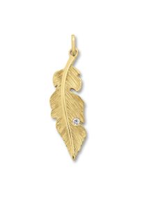 ONE ELEMENT Mädchen Ketten-Anhänger "Zirkonia Feder Anhänger aus 333 Gelbgold", Damen, Gelbgold 333, gold, Gelbgold 333, Schmuckanhänger, Damen Gold