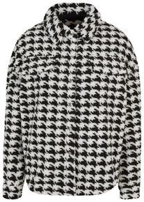 Urban Classics Damen Allwetterjacke "Urban Classics Damen Ladies AOP Sherpa Overshirt", schwarz, casual, Gr. XXXL, mehrfarbig, 100% Polyester, Jacken