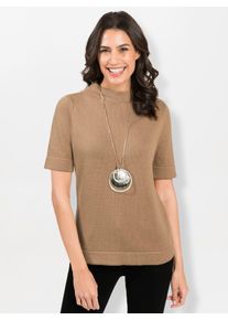Inspirationen Damen Stehkragenpullover "Pullover", braun, Gr. 38, unifarben, 100% Baumwolle, Pullover