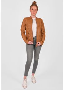 JCC Damen Bikerjacke "6011099-2", braun, Gr. S, Obermaterial: 100% Leder, Lamm / Lining: 100% Baumwolle / Ärmelfutter: 100% Polyester / Wattierung: