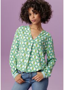 Aniston CASUAL Damen Schlupfbluse, bunt, modisch, Gr. 44, bedruckt, gemustert, Web, Obermaterial: 100% Viskose, Blusen, mit extravagantem,