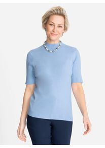CLASSIC Damen Kurzarmpullover "Pullover", blau, Gr. 46, unifarben, 50% Viskose, 28% Polyester, 22% Polyamid, Pullover