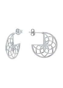 Vivance Damen Paar Creolen "925 Silber rhodiniert mit floralem Muster", ONE-SIZE, Silber 925 (Sterlingsilber), silber, Silber 925 (Sterlingsilber),