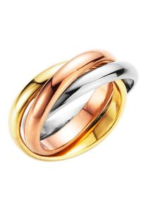 Firetti Damen Fingerring "Schmuck Geschenk 3-fach verschlungen, tricolor", 20, Edelstahl, 3,2mm, rosa, Edelstahl, Fingerringe