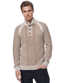 Rusty Neal Herren Strickpullover, beige, casual, Gr. L, unifarben, 75% Polyacryl, 25% Baumwolle, Pullover, in tollem Grobstrick-Design