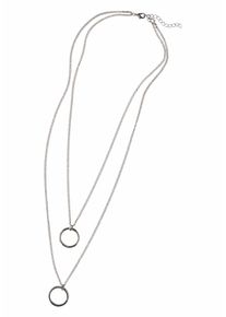 Firetti Damen Lange Kette "doppelreihige Kette mit 2 Ringanhängern", Metall, L: 57cm, grau, Metall, Halsketten