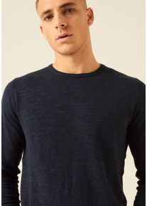 Garcia Herren Rundhalspullover, blau, casual, Gr. S, Feinstrick, Obermaterial: 100% Baumwolle, Pullover, in melierter Optik