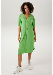 Aniston CASUAL Damen Blusenkleid, grün, modisch, Gr. 42, unifarben, Web, Obermaterial: 100% Viskose, Kleider, in trendigen Farben
