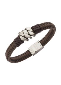 ZEEme Damen Armband "Leder mit Edelstahlverschluß", 21cm, Edelstahl, braun, Edelstahl, Armbänder