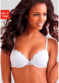 Lascana Damen Push-up-BH, Gr. 75, weiß, Spitze, Obermaterial: 92% Polyamid, 8% Elasthan, sexy, BHs, mit Jacquardspitze und herausnehmbaren Kissen,