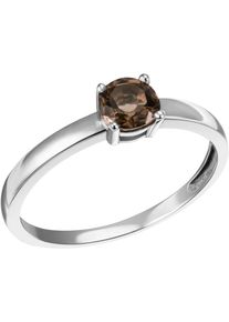 Firetti Damen Fingerring "Schmuck Geschenk Gold 375 Gold 585 Goldring Solitär", 52, Weißgold 585, 1,55mm, braun, Weißgold 585, Fingerringe, mit