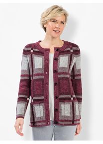 CLASSIC Damen Strickjacke, rot, Gr. 42, gemustert, mehrfarbig, 83% Polyacryl, 13% Polyamid, 4% Polyester, Strickjacken