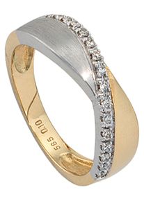 Jobo Damen Diamantring, 52, SI = kleine Einschlüsse, Gelbgold 585-Weißgold 585-Diamanten, gelb, Gelbgold 585, Weißgold 585, Diamanten, Fingerringe,