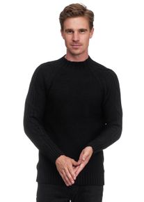 Rusty Neal Herren Strickpullover, schwarz, Gr. XXXL, unifarben, 75% Polyacryl, 25% Baumwolle, Pullover, mit elegantem Stehkragen