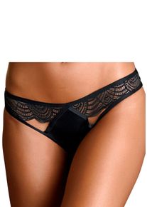 JETTE Damen String, Gr. 32, schwarz, Spitze, Microfaser, Obermaterial: 90% Polyamid, 10% Elasthan, Unterhosen, in verführerischem Spitzenmix