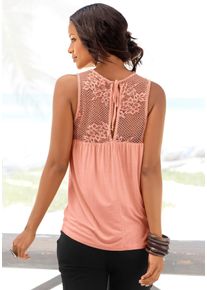 Lascana Damen Strandtop, orange, modisch, Gr. 32, unifarben, Jersey, Obermaterial: 95% Viskose, 5% Elasthan. Spitze: 100% Polyamid, Tops, mit