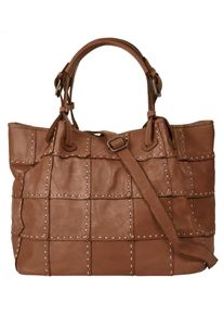 Samantha Look Damen Shopper, braun, Leder, unifarben, leicht glänzend, Taschen, echt Leder, Made in Italy