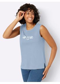 Casual Looks Damen Shirttop, blau, Gr. 40, unifarben, gemustert, 100% Baumwolle, Tops