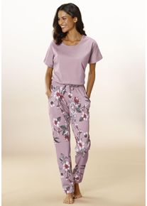 Vivance Dreams Damen Pyjama, Gr. 32, rosa, Single Jersey, Obermaterial: 100% Baumwolle, geblümt, Basic, Homewear-Sets, mit Blumendruck