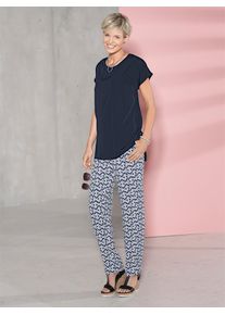 Classic Basics Damen Kurzarmbluse, blau, Gr. 42, unifarben, 100% Polyester, Blusen