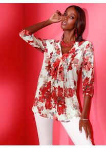 CRÉATION L CREATION L Damen Seidenbluse, rot, Gr. 36, geblümt, gemustert, mehrfarbig, 70% Viskose, 30% Seide, Blusen