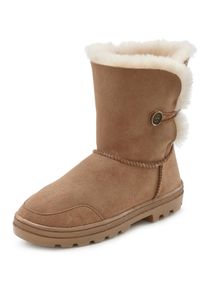 Lascana Damen Winterstiefel, Gr. 38, braun, Obermaterial: 100% Rindsleder. Futter: 100% Lammfell. Decksohle: 100% Lammfell. Laufsohle: 100%