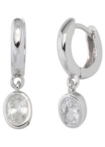 Jobo Damen Paar Creolen, Silber 925 (Sterlingsilber), silber, Silber 925 (Sterlingsilber), Ohrringe, 925 Silber mit Zirkonia