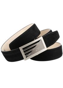 Anthoni Crown Damen Ledergürtel, schwarz, klassisch, Gr. 85, unifarben, Leder, Gürtel, aus Veloursleder, Schwarz