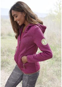 active by Lascana LASCANA ACTIVE Damen Fleecejacke, lila, sportlich, Gr. 32, gemustert, Fleece, Obermaterial: 100% Polyester, Jacken, Trekkingjacke mit Kapuze