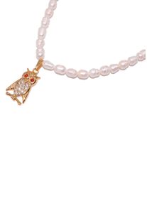 Firetti Damen Kette mit Anhänger "Perlenkette Eule Schmuck Geschenk Nuggets", Messing-Perlen, L: 48cm B: 7mm, rot, Messing, Perlen, B:7mm,