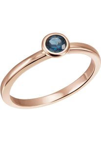 Firetti Damen Fingerring "Schmuck Geschenk Gold 375 Gold 585 Goldring Solitär", 56, Roségold 585, 1,8mm, blau, Rosu00e9gold 585, Fingerringe, mit