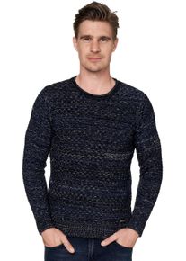 Rusty Neal Herren Strickpullover, blau, casual, Gr. S, unifarben, 70% Polyacryl, 30% Baumwolle, Pullover, im melierten Design