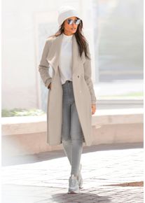 Lascana Damen Langmantel, beige, modisch, Gr. 34, unifarben, Web, Obermaterial: 100% Polyester. Futter: 100% Polyester, Mäntel, mit Bindegürtel und