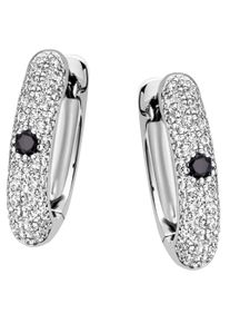 Firetti Damen Paar Creolen "Schmuck Geschenk Silber 925 Ohrschmuck mittig", Silber 925 (Sterlingsilber), schwarz, Silber 925 (Sterlingsilber),