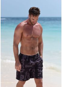 Bench. Herren Badeshorts, schwarz, Gr. S, bedruckt, Microfaser, Polyester, Badehosen, kurze oder lange Form
