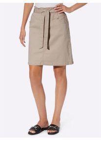 Heine Damen Jeansrock, beige, Gr. 38, unifarben, 98% Baumwolle, 2% Elasthan, Röcke