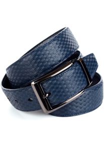 Anthoni Crown Damen Ledergürtel, schwarz, Gr. 85, unifarben, Leder, Gürtel, Wendegürtel Hirsch-/Flechtprägung