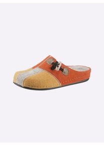 Casual Looks Damen Pantoffel, Gr. 37, orange, Filz, modisch, Schuhe