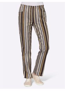 Classic Basics Damen Schlupfhose, braun, Gr. 20, gemustert, gestreift, mehrfarbig, 100% Baumwolle, Hosen