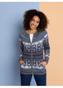 Classic Basics Damen Jacquardstrickjacke, bunt, Gr. 40, gemustert, Norwegermuster, 100% Polyacryl, Strickjacken