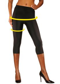 Lascana Damen Caprileggings, Gr. 36, schwarz, Strick, Obermaterial: 80% Polyamid, 20% Elasthan, glänzend, Basic, Hosen, aus leicht glänzender