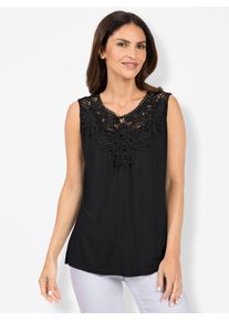 Inspirationen Damen Shirttop, schwarz, Gr. 38, unifarben, 95% Viskose, 5% Elasthan, Spitze:100% Polyester, Tops