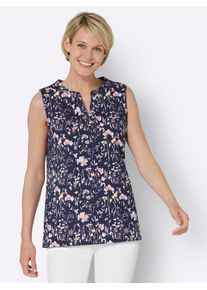 Classic Basics Damen Shirttop, blau, Gr. 44, geblümt, gemustert, 100% Baumwolle, Tops