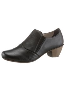 Rieker Damen Hochfrontpumps, Gr. 40, schwarz, Leder, unifarben, elegant, Schuhe, Abendschuh, Trichterabsatz, Festtagsschuh, mit Stretcheinsätzen