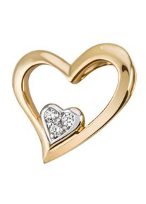 Firetti Damen Herz-Anhänger "Schmuck Geschenk Gold 375 Halsschmuck Anhänger Herz", Gelbgold 375, 0,60 g, weiß, Gelbgold 375, Schmuckanhänger, mit